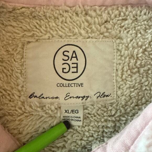 Sage Plaid Flannel Button Front Shacket Size XL Super Plush Sherpa Lined Fleece - Picture 3 of 10